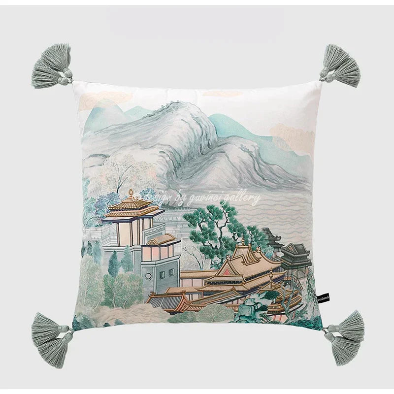 DecorBites™ Crane Art Luxury Throw Pillow Case for Bed & Sofa
