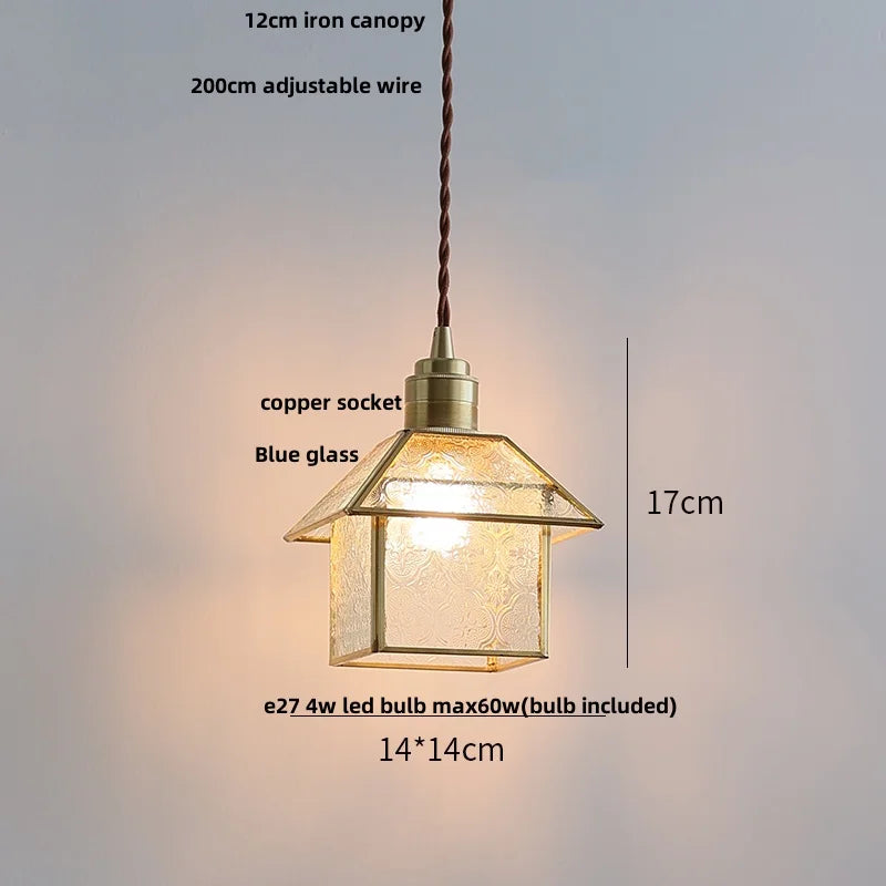 DecorBites™ Cube Glass LED Pendant Light: Modern Copper Hanging Lamp for Bedroom, Restaurant, Hallway