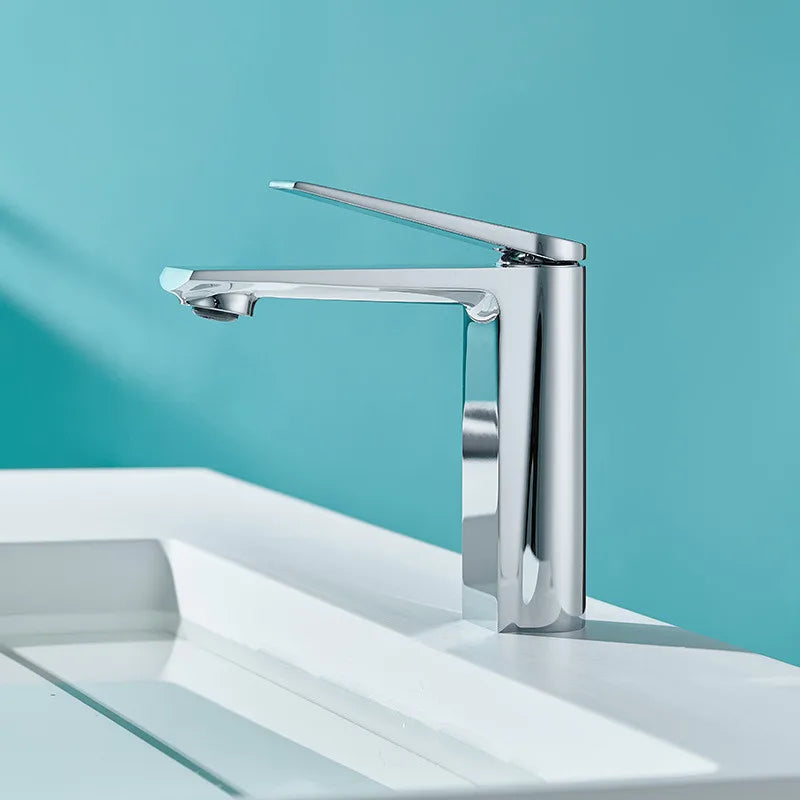 DecorBites™ Gold Gray Bathroom Faucet Single Handle Mixer Sink Tap Deck Mounted