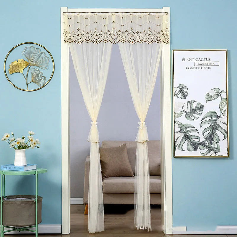 ستارة باب شبكية للحشرات الصيفية بتطريز من الدانتيل من DecorBites™ لغرفة المعيشة وغرفة النوم