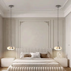 European White Marble Bedside Pendant Light for Bedroom