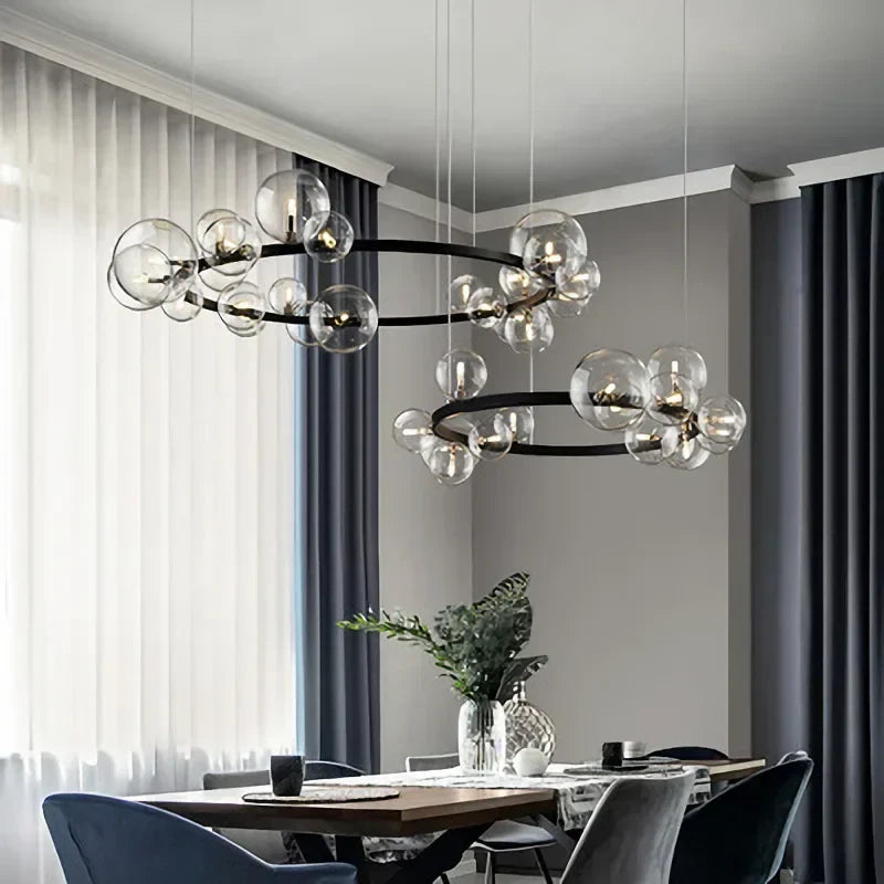 DecorBites™ Glass Ball LED Chandelier: Modern Nordic Style for Living, Dining, Kitchen, Study