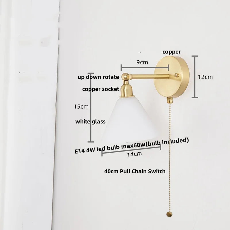 DecorBites™ Clear Glass LED Wall Lights with Pull Chain Switch.