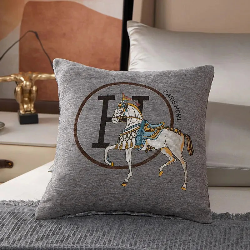 DecorBites™ Cotton Home Logo Cushion Cover Throw Pillow Cover House Decor Fur Living Room