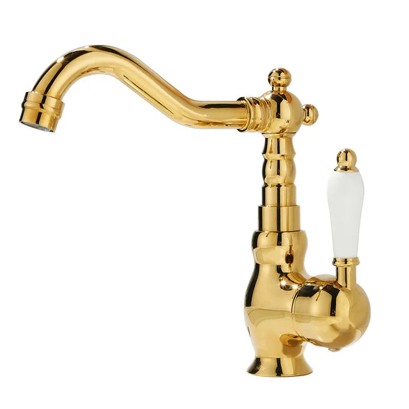 DecorBites™ Robinet de lavabo doré Mitigeur chaud froid à poignée unique