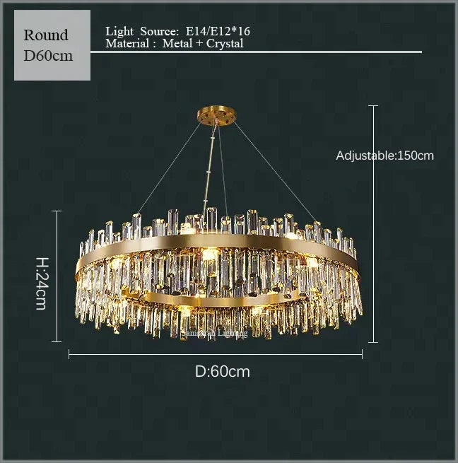ثريا بيضاوية كريستالية LED من DecorBites™ لإضاءة غرفة الطعام
