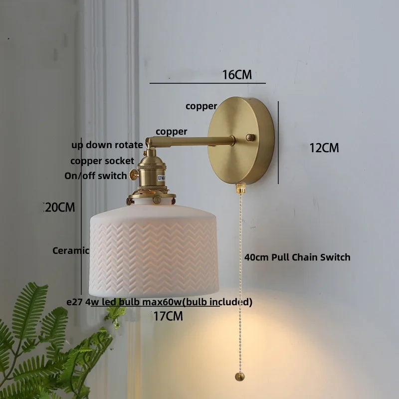 DecorBites™ LED Wall Lamp Sconce Up Down Rotate Pull Chain Switch Modern Stair Light Fixtures