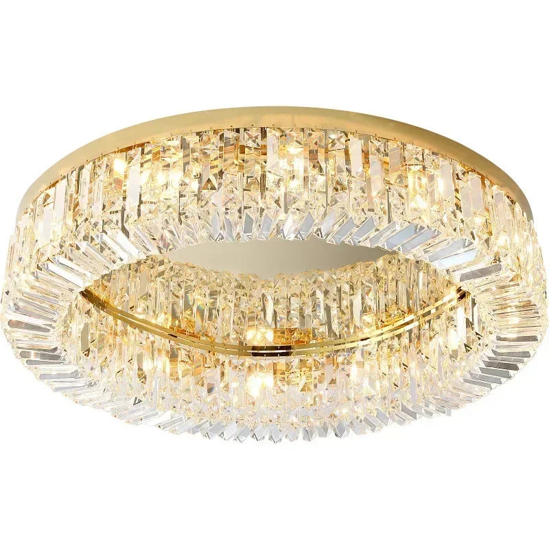 Lustre suspendu en cristal doré DecorBites™ pour éclairage de salle à manger moderne