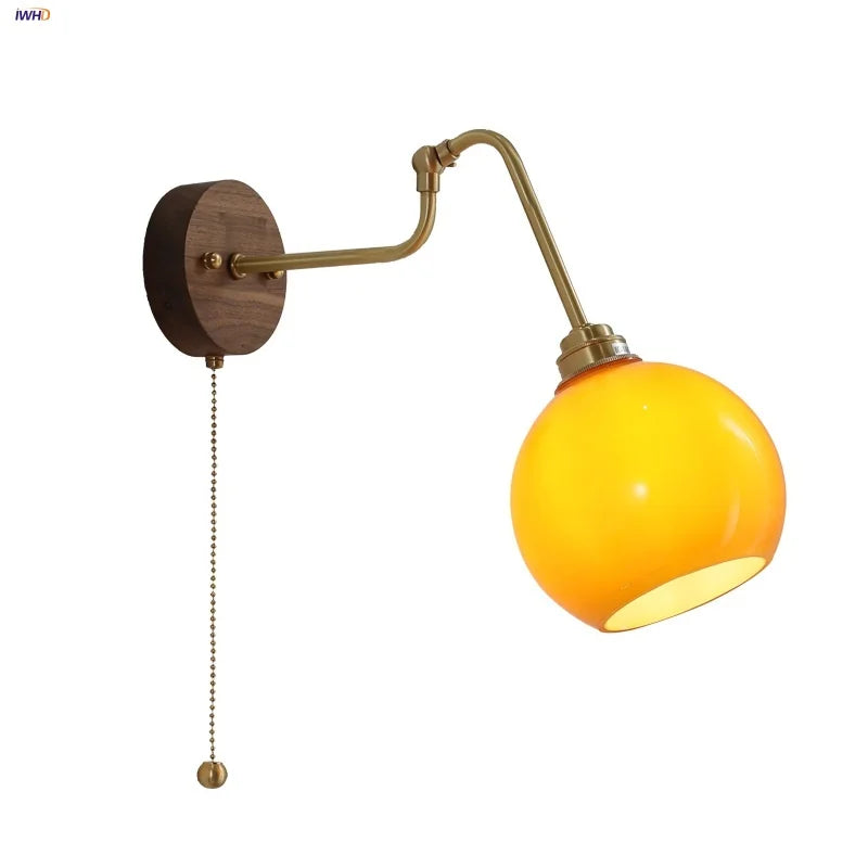 DecorBites™ Copper Glass Wall Sconce Amber LED Rotate Modern Bathroom Mirror Light