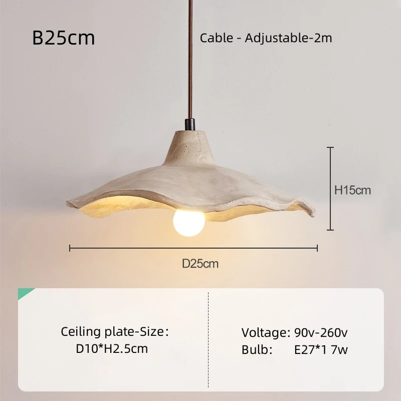 Japanese Wabi-Sabi Cream Wood Pendant Light