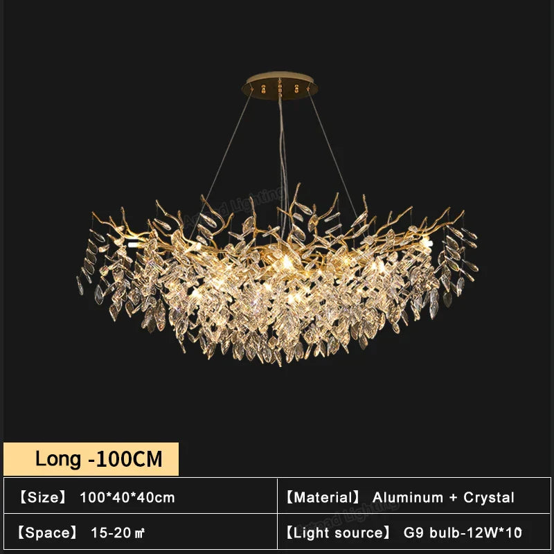 DecorBites™ ثريات كريستال ذهبية لغرفة الطعام، مصباح تعليق فرعي، إضاءة كبيرة