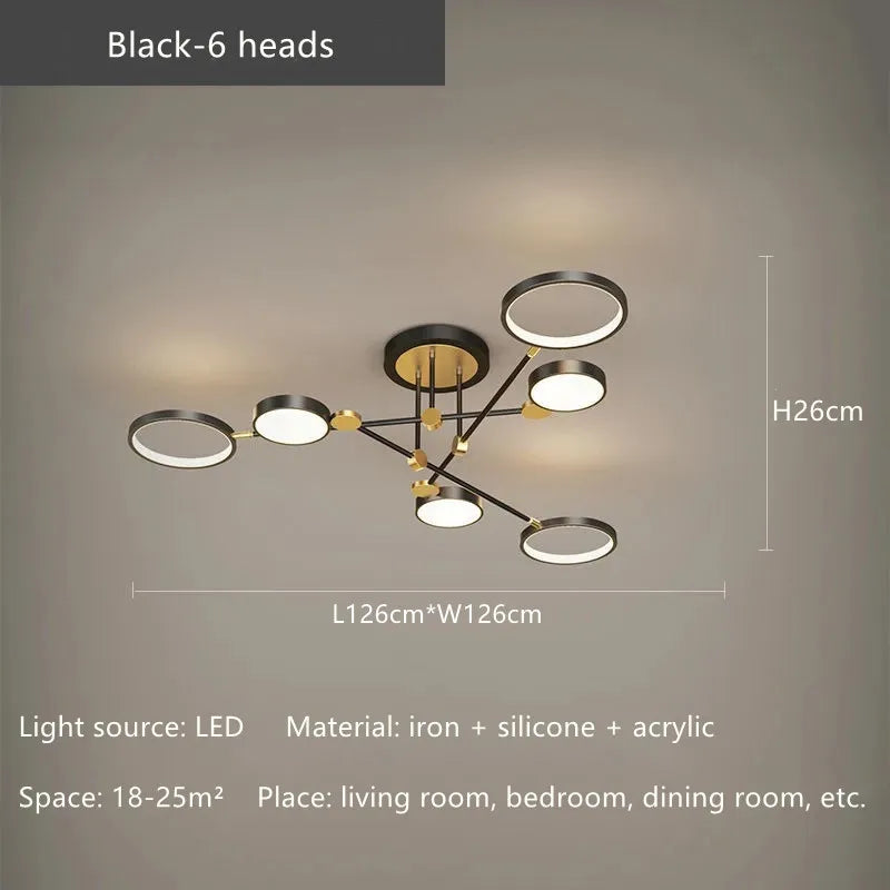 مصباح سقف DecorBites™ بإطار ذهبي LED قابل للتعتيم بجهاز تحكم عن بعد لغرفة المعيشة وغرفة الطعام وغرفة النوم