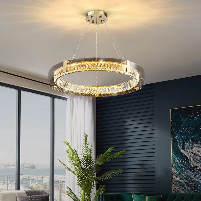 DecorBites™ Crystal LED Dimmable Ceiling Lamp with Steel Body and Gray Glass