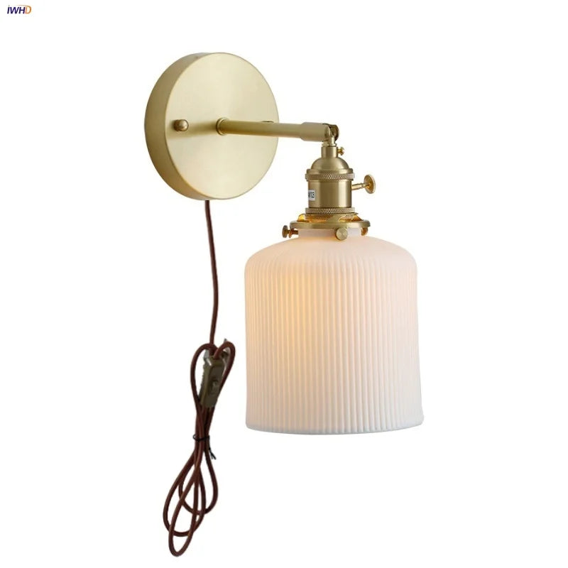 DecorBites™ Ceramic Knob Switch Wall Light by IWHD - Modern LED Sconce for Bedroom, Hallway & Bathroom