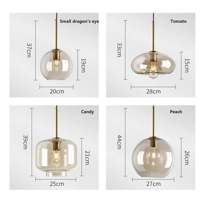 Nordic Glass Loft Pendant Light With Iron Finish
