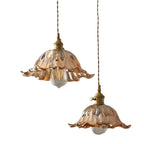 Nordic Flower Glass Pendant Light in Green or Champagne