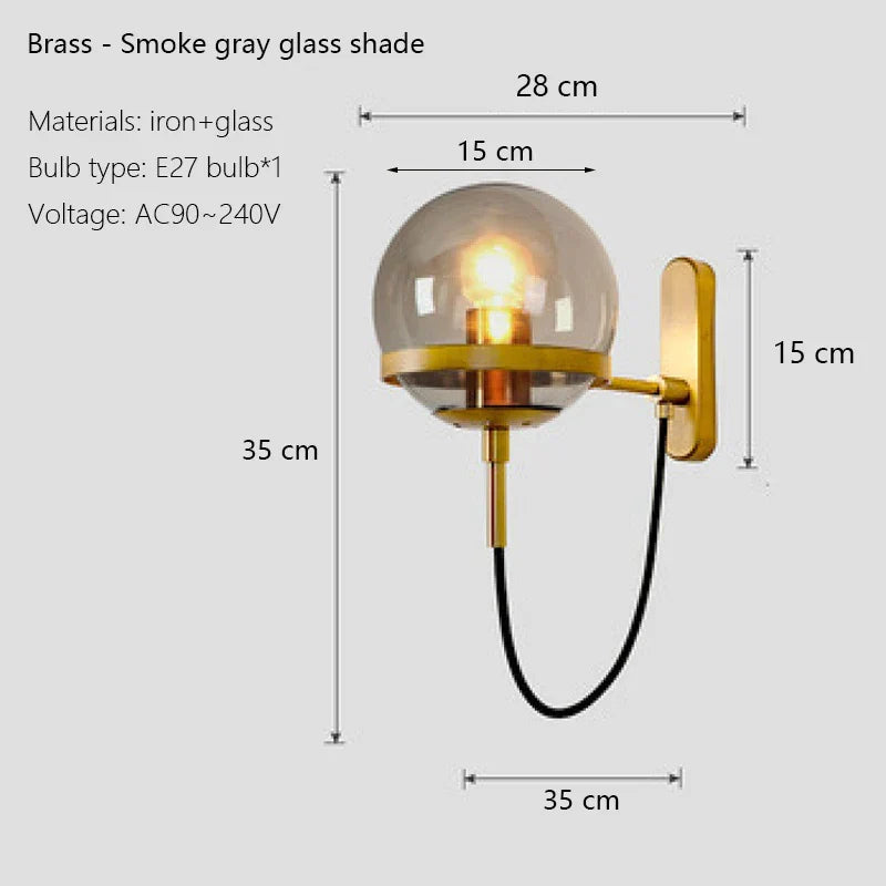 DecorBites™ Glass Shade Wall Sconce Lamps for Hotel Bedroom LED Lights