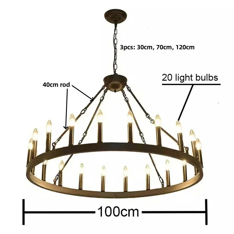 DecorBites™ Black Metal LED Pendant Chandelier for Living Room and Stairs