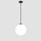 Nordic White Glass Globe Pendant Light With Iron Finish