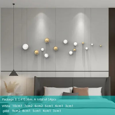 DecorBites™ كرات ذهبية معلقة للحائط، حِرف كروية، ديكور غرفة، قلادات عرض