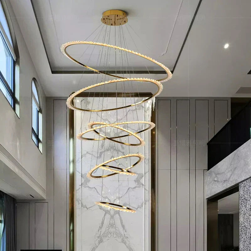 DecorBites™ Crystal Chandelier: Stair Pendant Lamp, Living Room & Interior Lighting