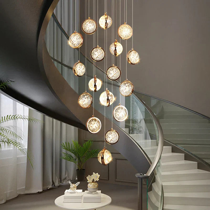 DecorBites™ Crystal Ball Chandelier: Modern Loft & Staircase Hanging Light for Home, Hotel & Mall