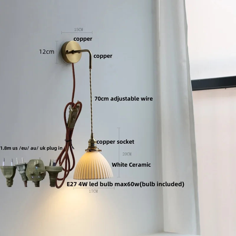 DecorBites™ Adjustable LED Wall Light Clear Glass Copper Bedside Lamp