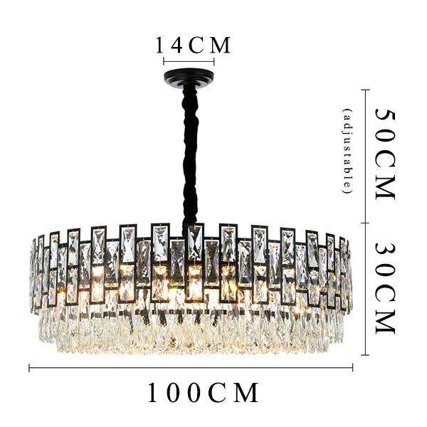 DecorBites™ Crystal LED Chandeliers Black Round Pendant Light for Living Room Dining Indoor Kitchen Bedroom