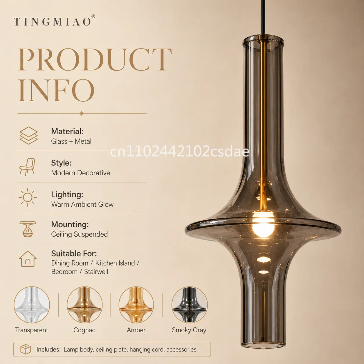 Postmodern Nordic Glass Pendant Light in White or Gray