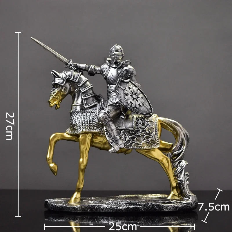 Décoration de statue de chevalier lourdement blindé en résine DecorBites™ pour bureau et esthétique de pièce