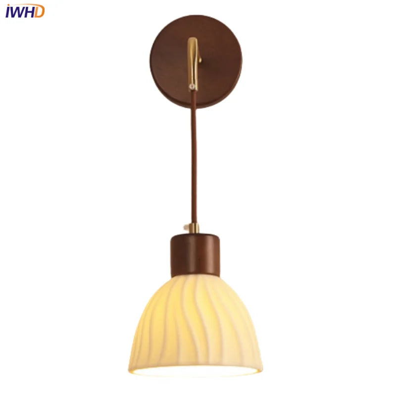 DecorBites™ Adjustable LED Wall Light Fixture with Ceramic Wood Base for Home Decor