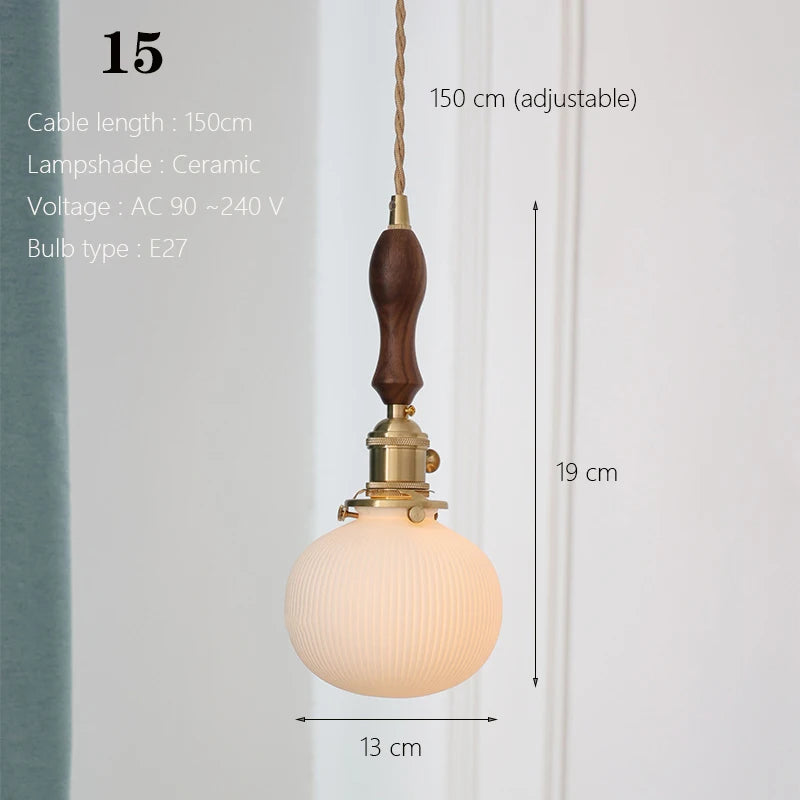 Japanese Ceramic Pendant Light With Copper Finish