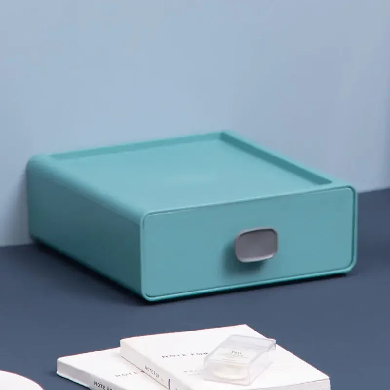 DecorBites™ Desktop Cosmetic Storage Box: Small Plastic Jewelry & Makeup Organizer