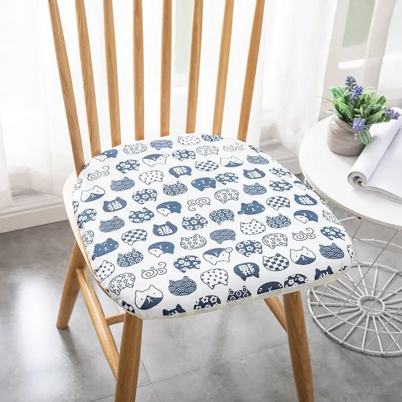 DecorBites™ Cotton Hemp Dining Chair Cushion - Nordic Print, Non-Slip, Comfortable Office & Living Decor
