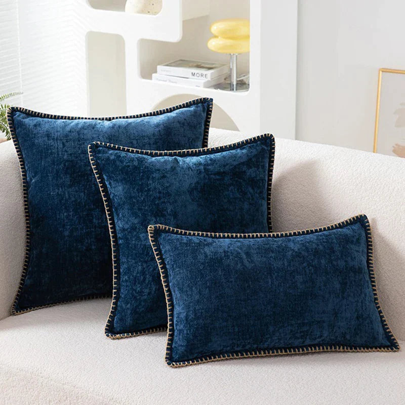 طقم غطاء وسادة فاخر مخملي من الشنيل DecorBites™ لديكور أنيق لغرفة المعيشة