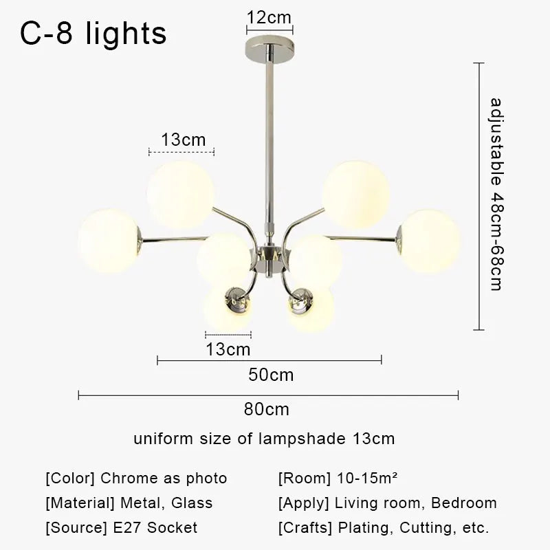 DecorBites™ Glass Ball LED Ceiling Chandelier for Modern Living Room and Bedroom