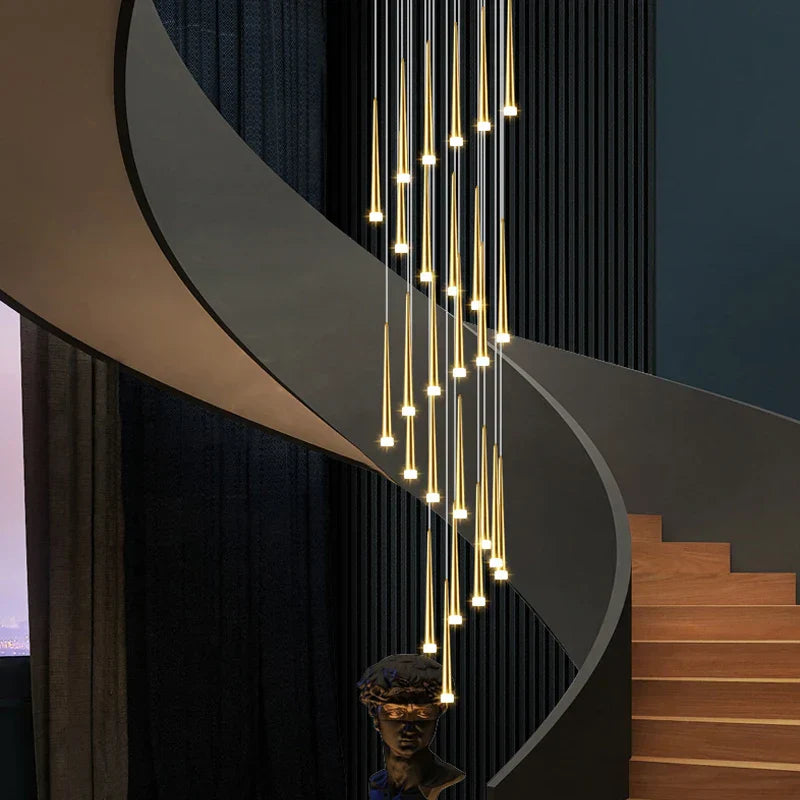DecorBites™ Golden Tapered Chandelier LED - Modern Indoor Lighting for Living Room, Kitchen, and Hall