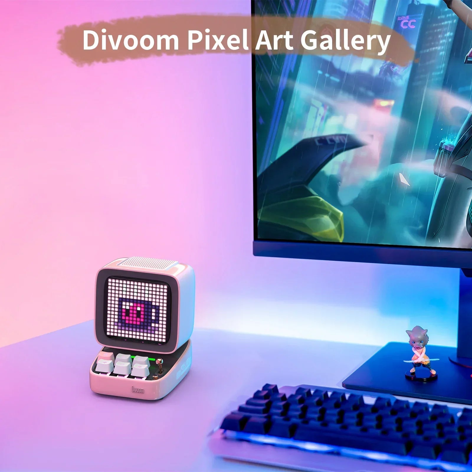 مكبر صوت صغير Ditoo-Pro Retro Pixel من DecorBites™ - وردي
