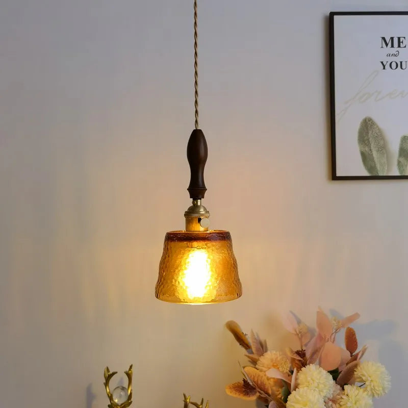 DecorBites™ Amber Pendant Light: Nordic Copper Hanging Lamp for Modern Home Decor