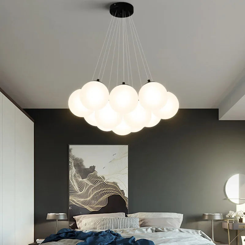 DecorBites™ Glass Ball LED Pendant Light for Home Decor, Nordic Style Chandelier for Living Room