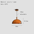 Brown Acrylic Pendant Light With Dark Wood Accent