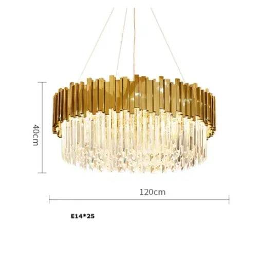 مصباح سقف كريستالي ذهبي DecorBites™ لغرفة المعيشة وغرفة الطعام العصرية