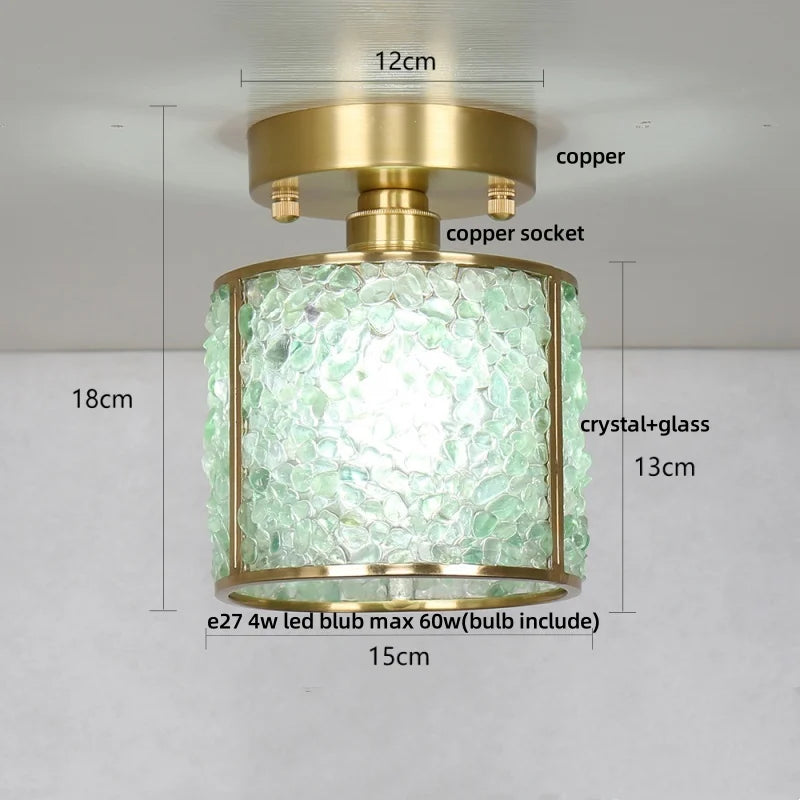 DecorBites™ Crystal Glass LED Ceiling Light Copper Canopy Nordic Modern Design