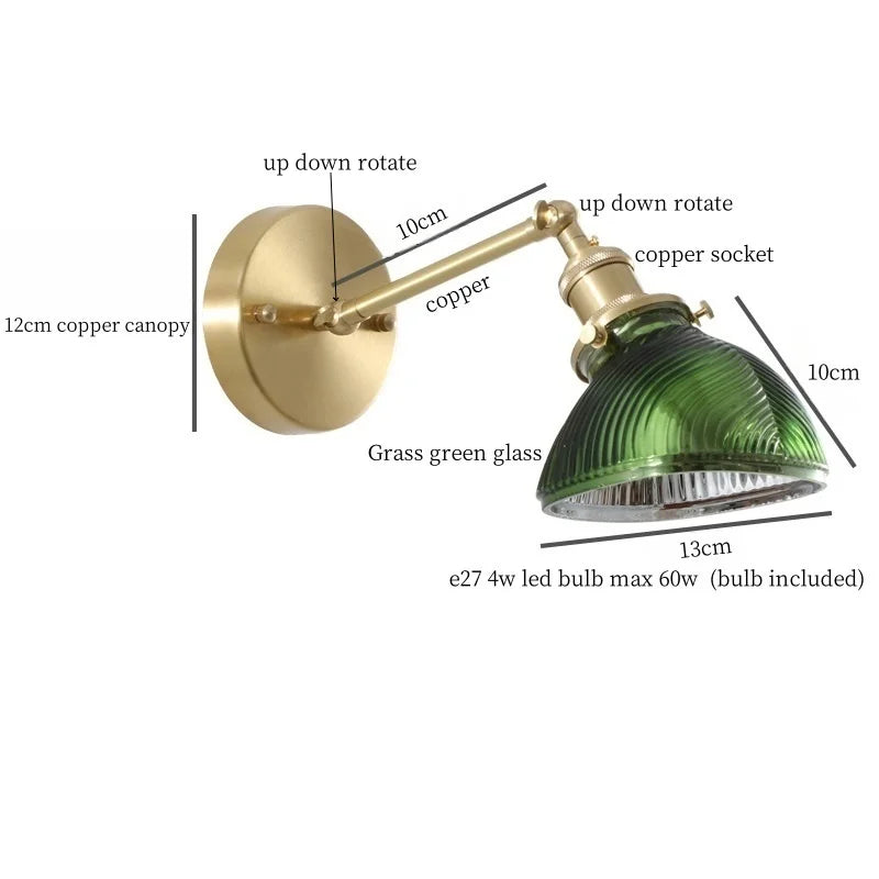 أباليك DecorBites™ الجدارية الخضراء من الزجاج مع إضاءة LED ومفتاح سحب بسلسلة، لغرفة النوم والحمام وغرفة المعيشة.