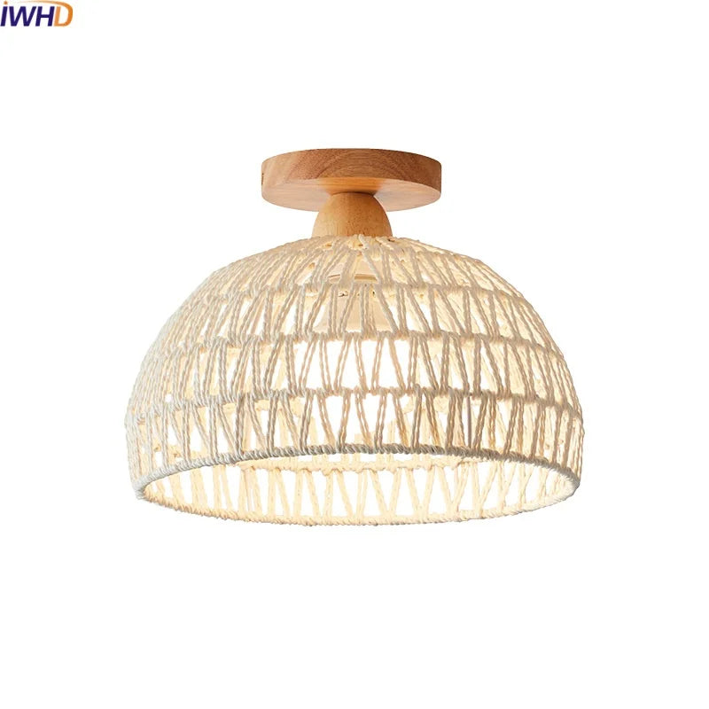 DecorBites™ مصابيح سقف خشبية مجدولة LED بتصميم عصري للممرات على الطراز الاسكندنافي