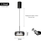 Modern Black Glass Multi-Pendant Chandelier With Remote