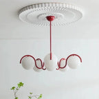 Modern Round Glass Pendant Light in Iron and White