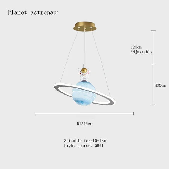 DecorBites™ Children'S Space Star Astronaut LED Pendant Lamp for Boys Room, Acrylic Indoor Decor