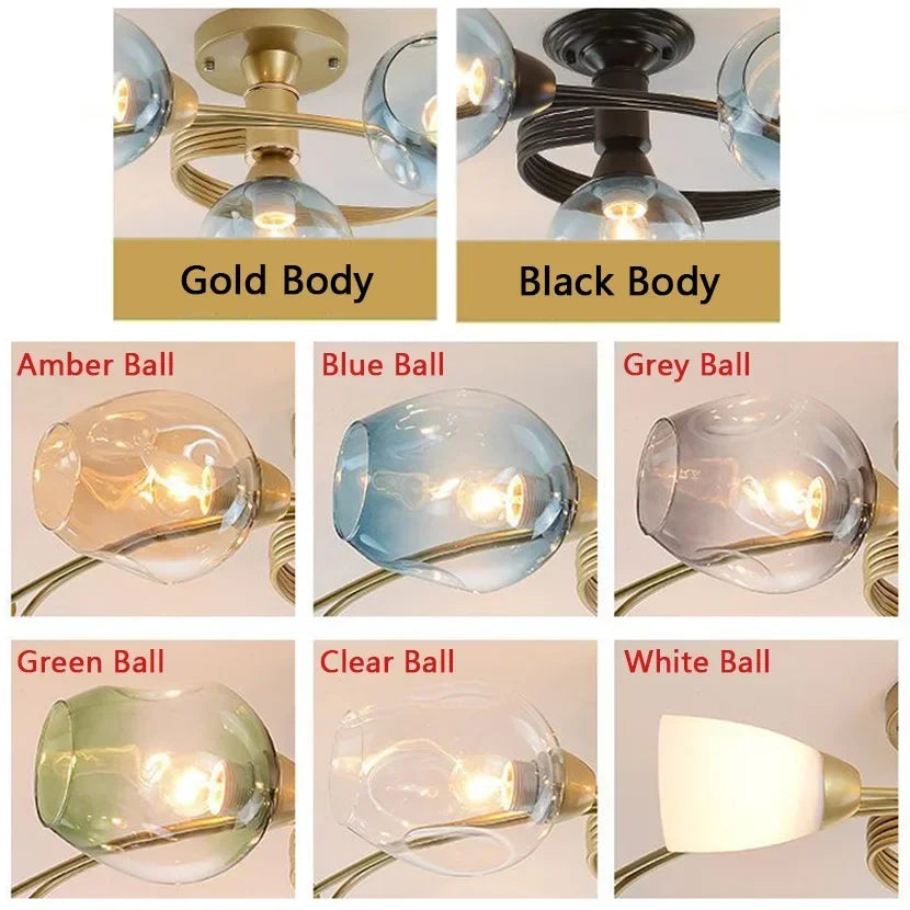 DecorBites™ Glass Ball LED Chandeliers for Room Pendant Lights