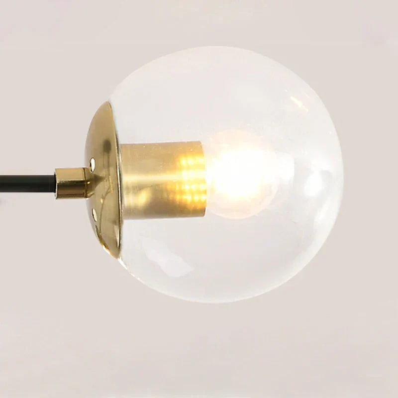DecorBites™ Black & Gold LED Chandelier: Modern E27 Glass Ball Lamp for Home Lighting